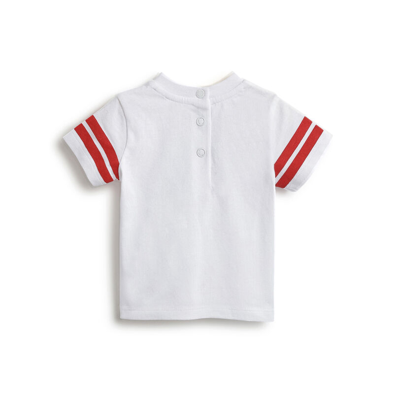 Boys White and Red Graphic Printed Short Sleeve T-Shirt image number 1